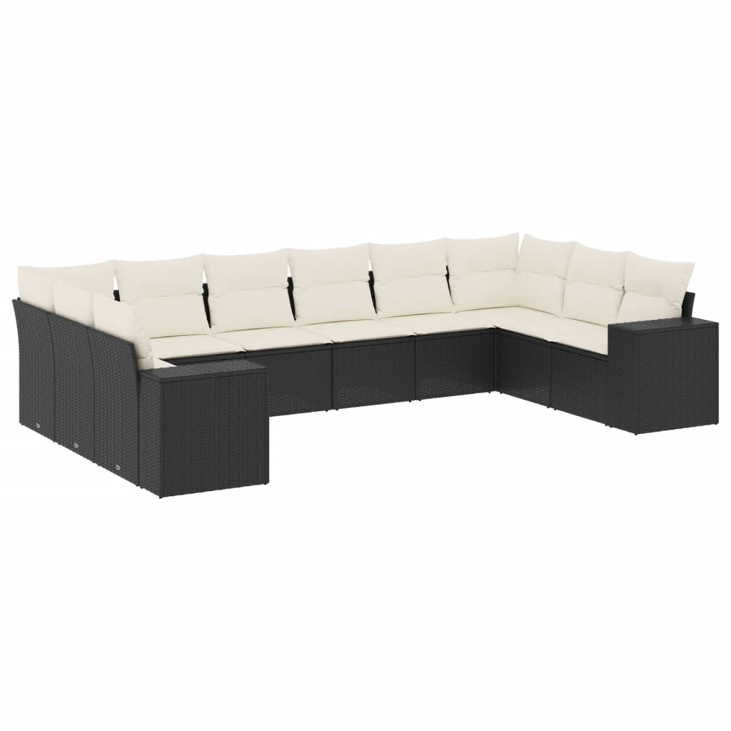 sofasæt til haven 10 dele med hynder polyrattan sort