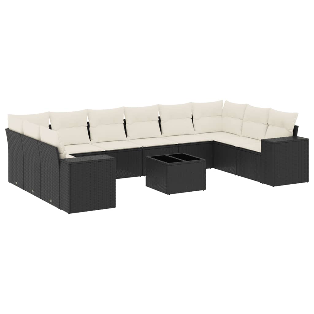 sofasæt til haven 11 dele med hynder polyrattan sort