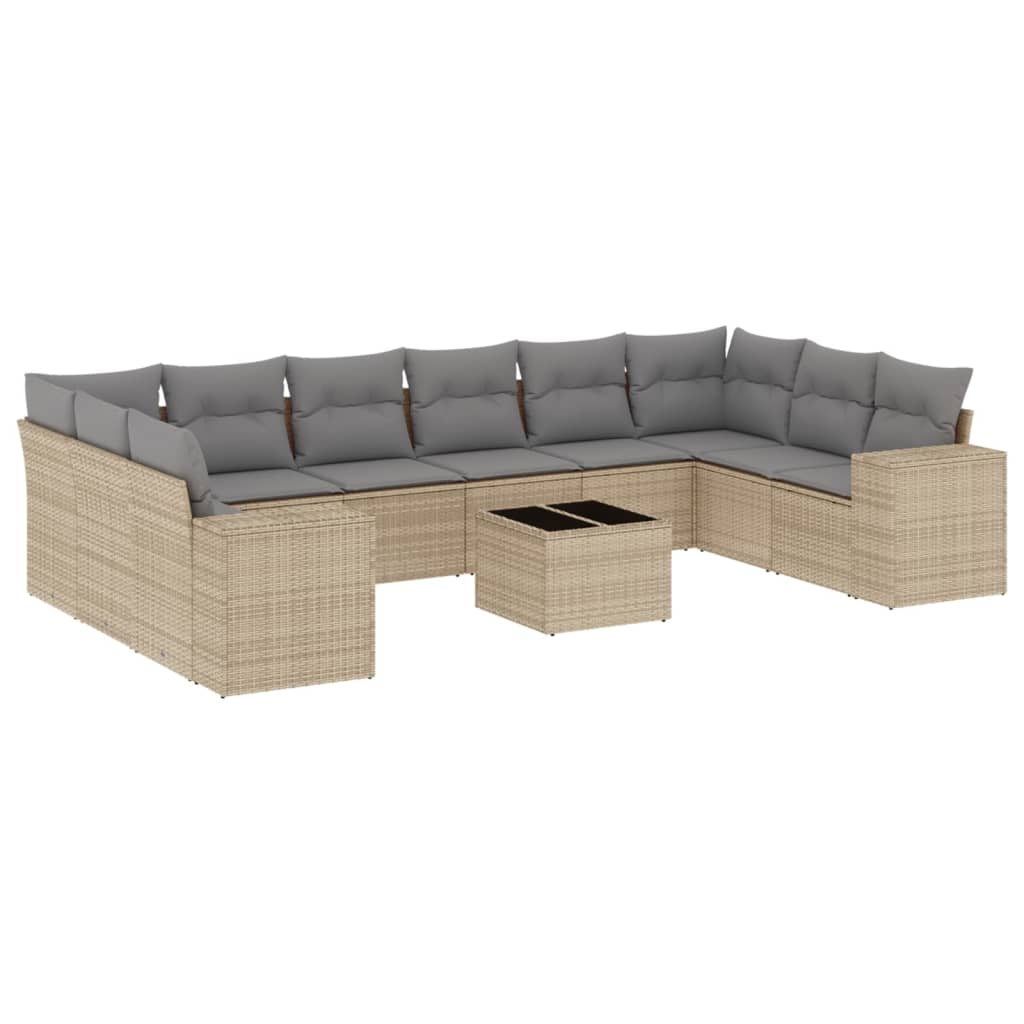 sofasæt til haven 11 dele med hynder polyrattan beige
