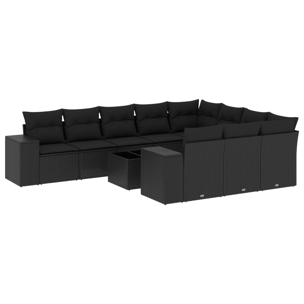 sofasæt til haven 11 dele med hynder polyrattan sort