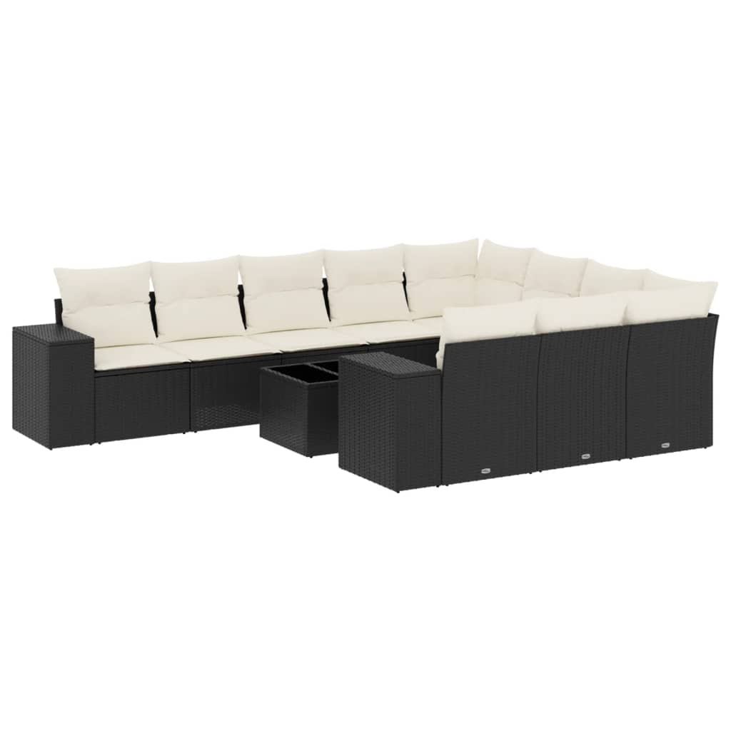 sofasæt til haven 11 dele med hynder polyrattan sort