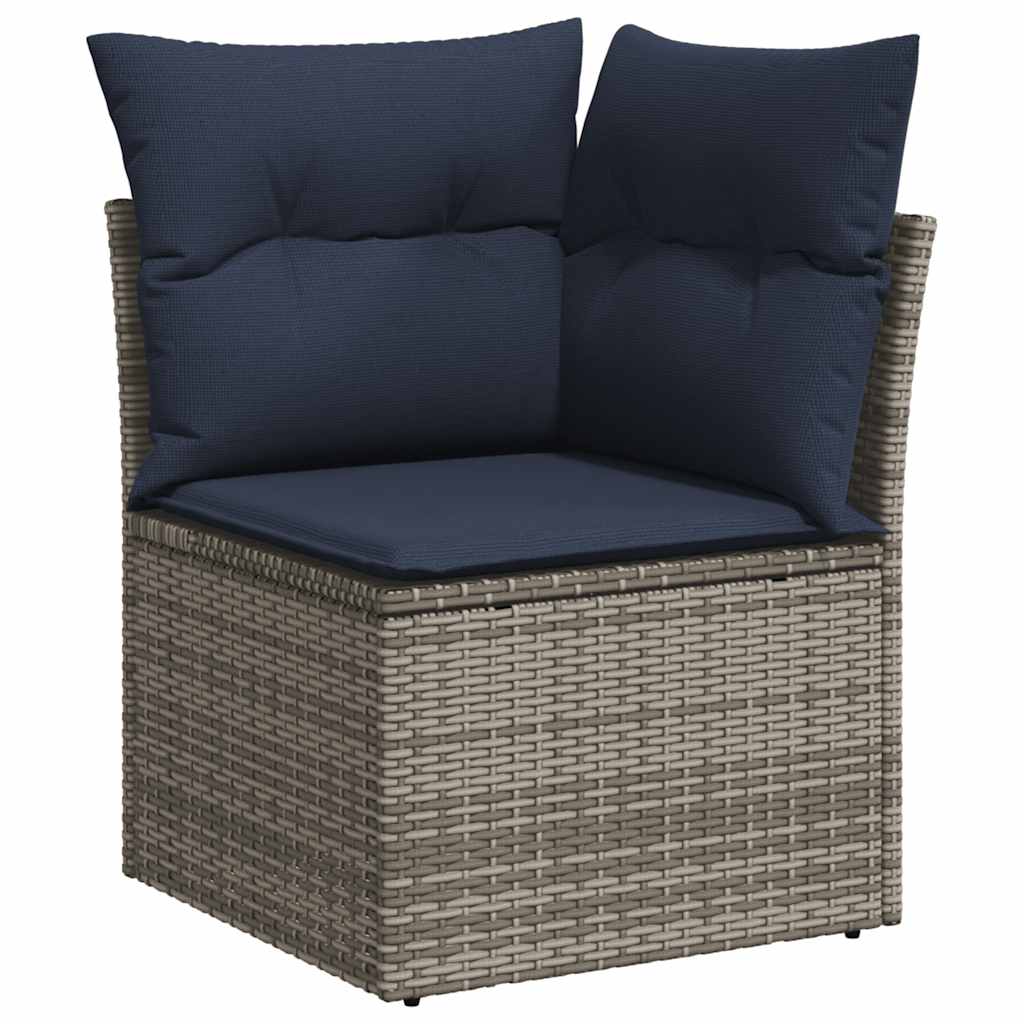11-delt havesofasæt med hynder grå polyrattan