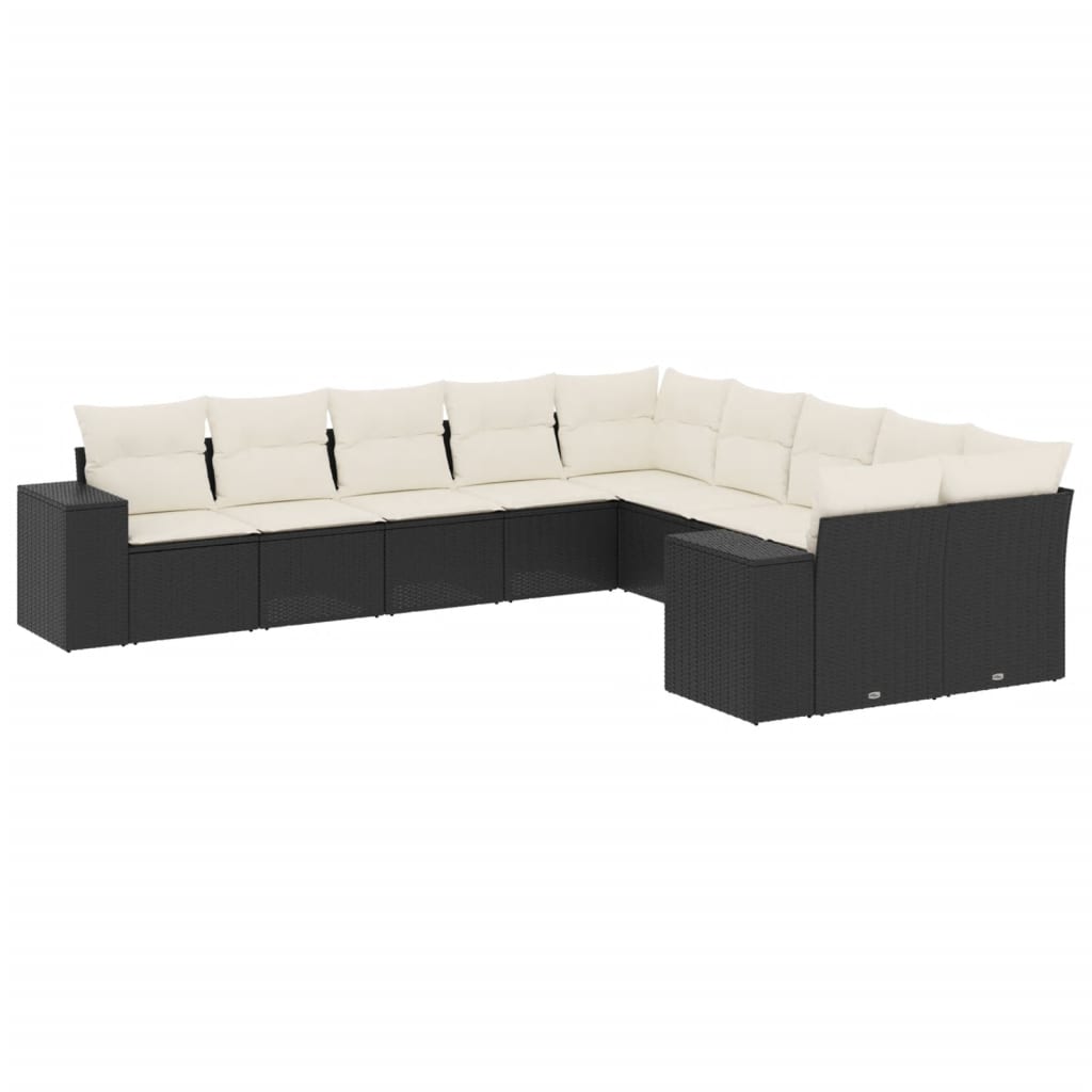 sofasæt til haven 10 dele med hynder polyrattan sort