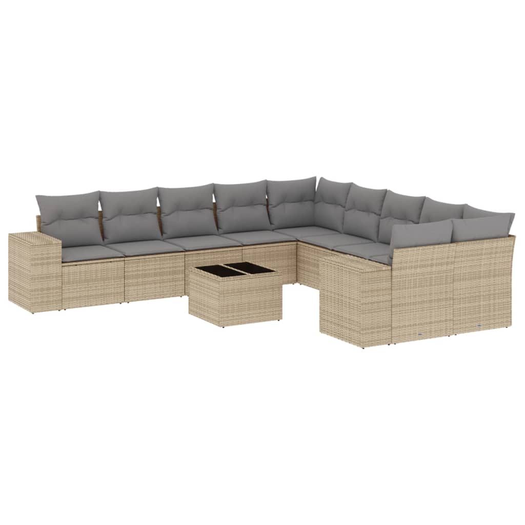 sofasæt til haven 11 dele med hynder polyrattan beige