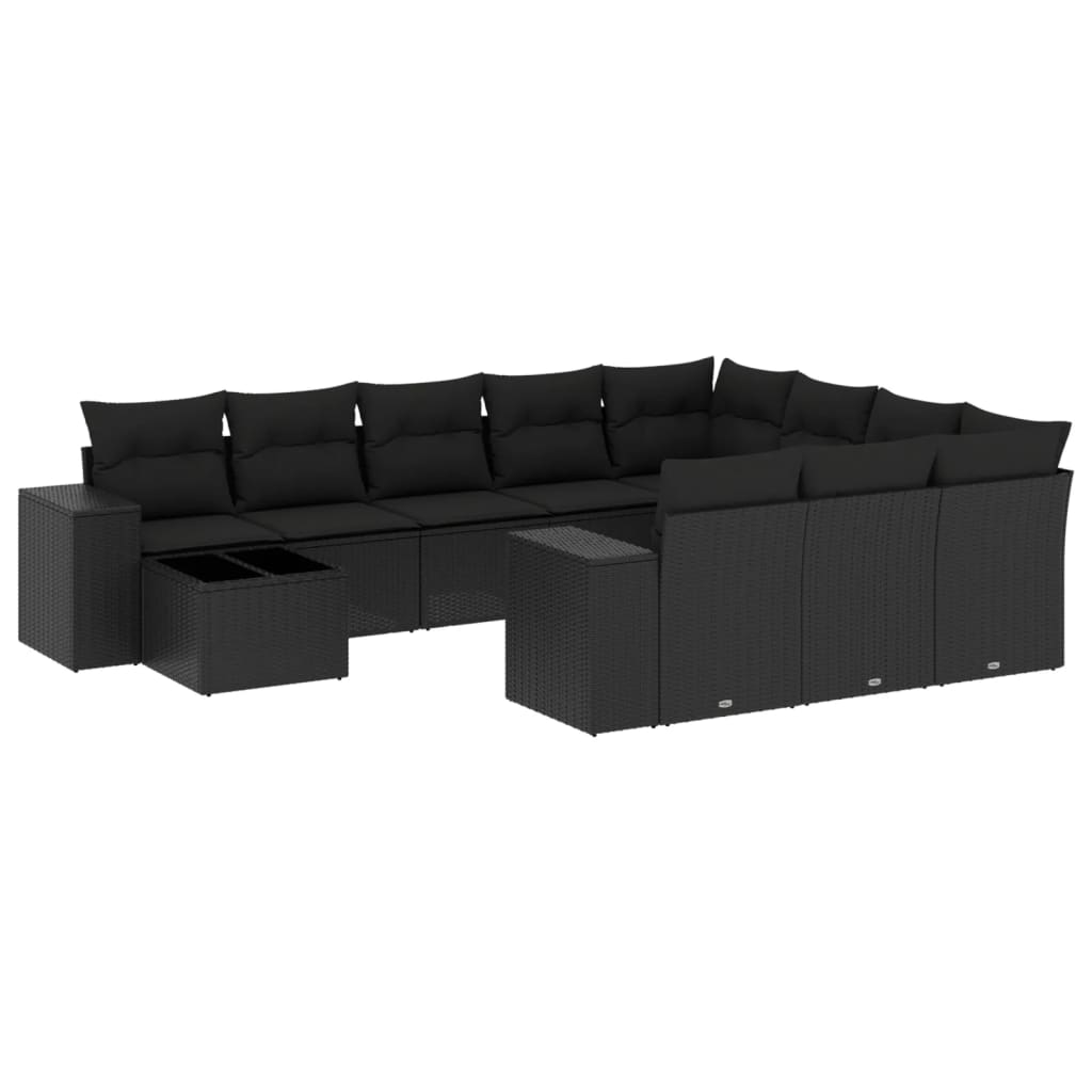 sofasæt til haven 11 dele med hynder polyrattan sort
