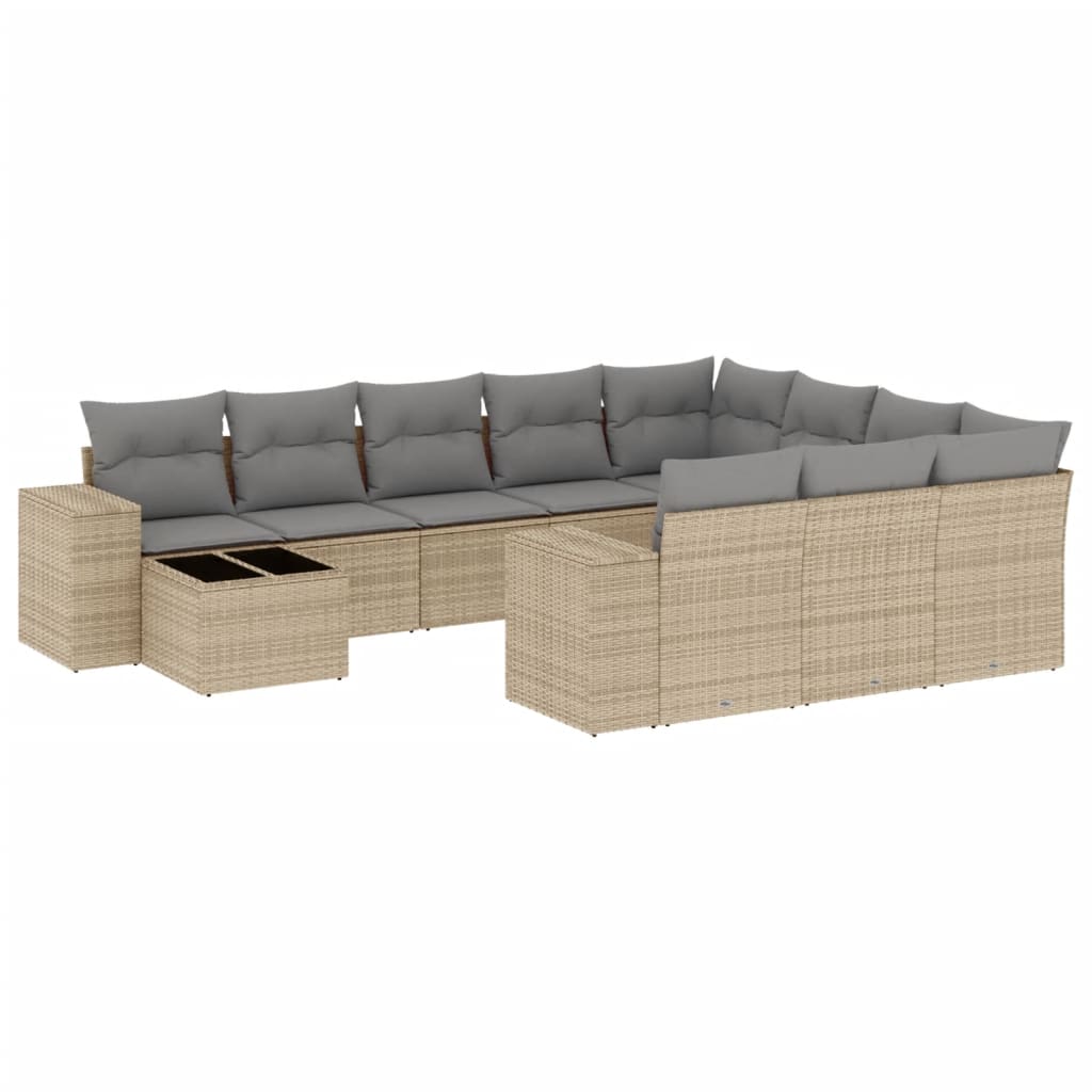 sofasæt til haven 11 dele med hynder polyrattan beige