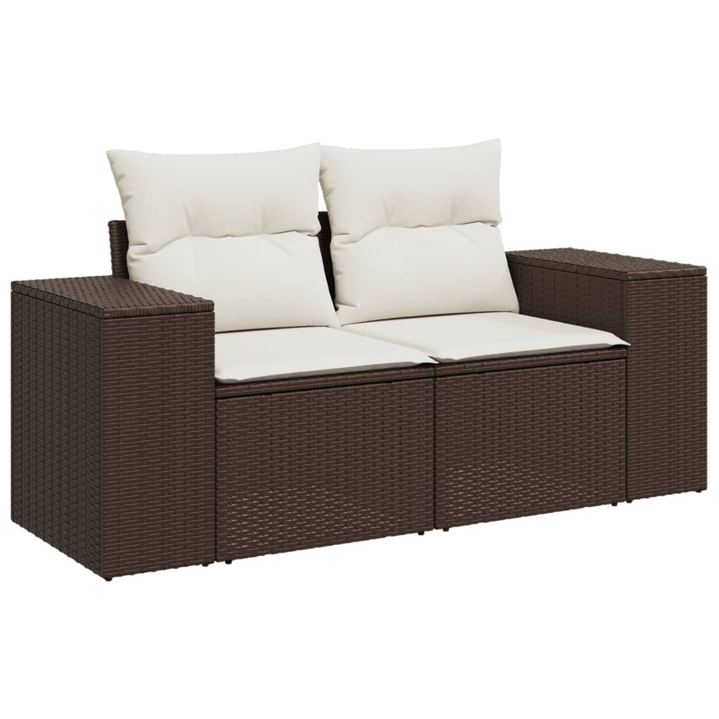 loungesæt til haven 11 dele med hynder polyrattan brun
