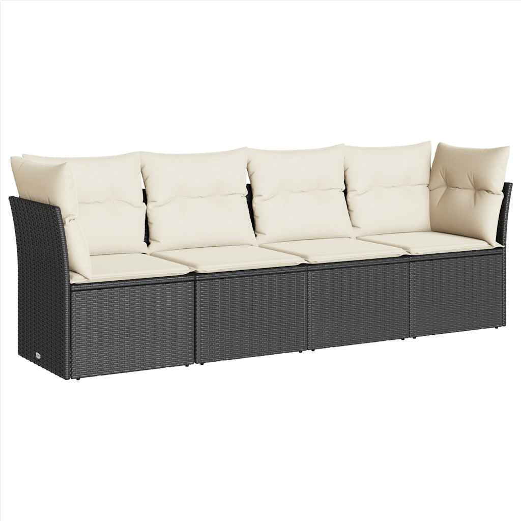 sofasæt til haven 4 dele med hynder polyrattan sort