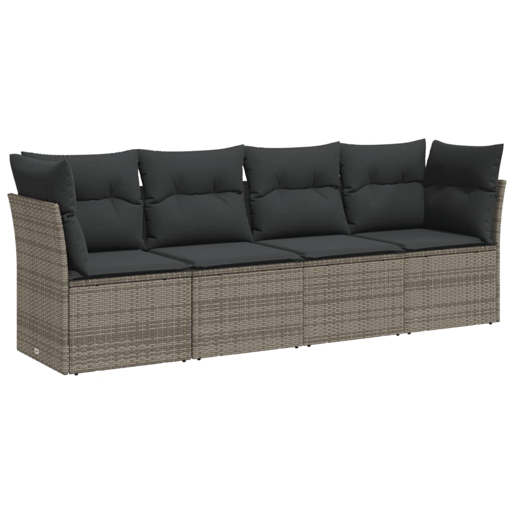 sofasæt til haven 4 dele med hynder polyrattan grå