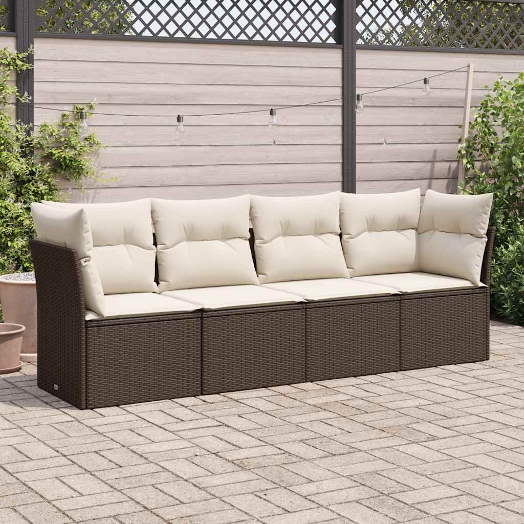 sofasæt til haven 4 dele med hynder polyrattan brun