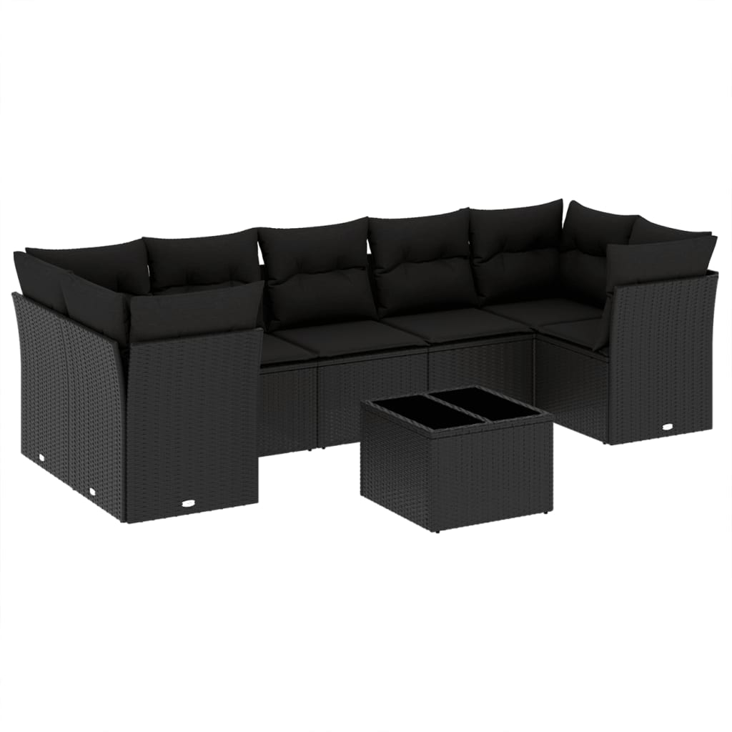 sofasæt til haven 8 dele med hynder polyrattan sort