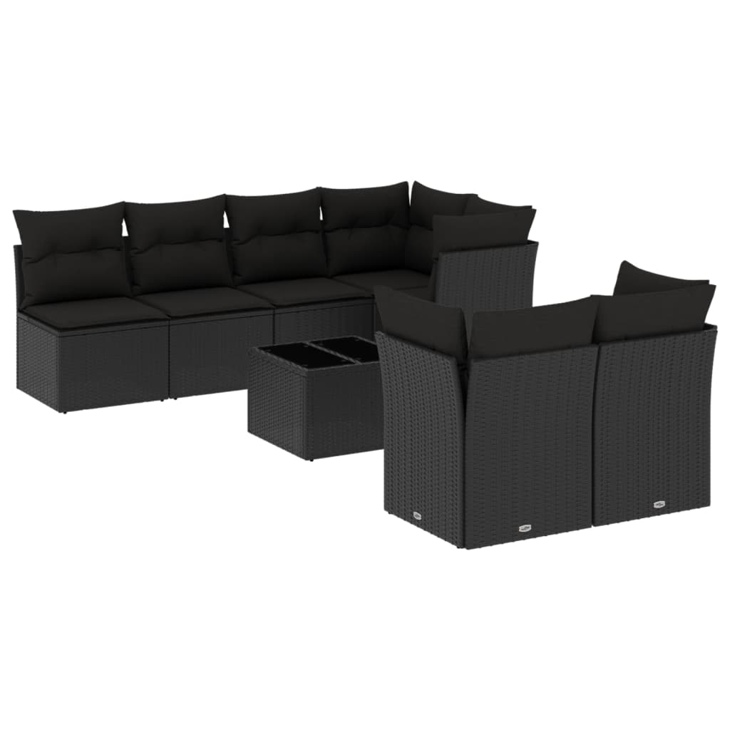 sofasæt til haven 8 dele med hynder polyrattan sort