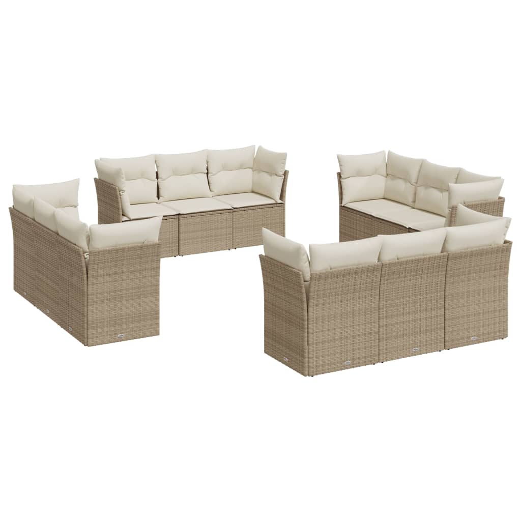 sofasæt til haven 12 dele med hynder polyrattan beige