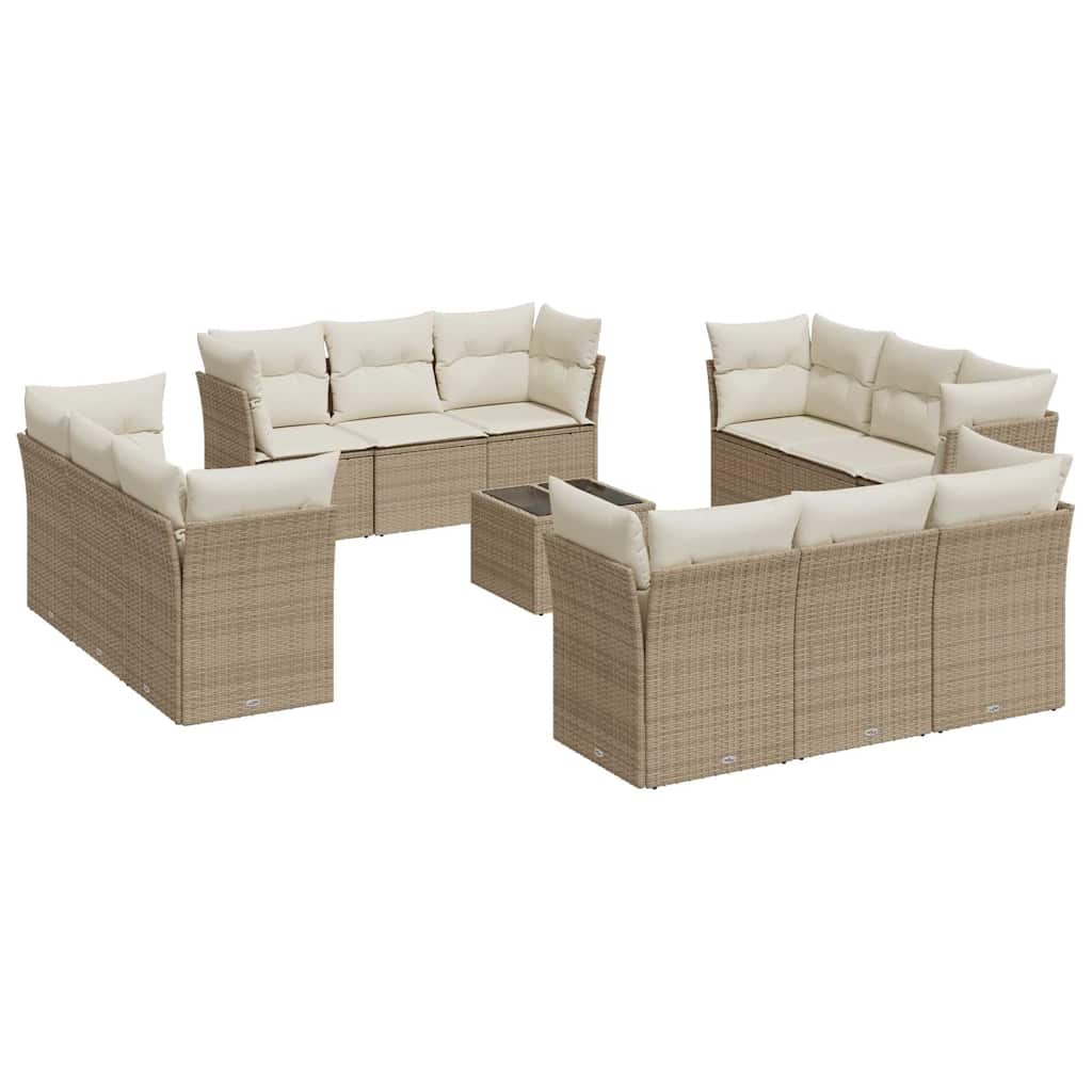 sofasæt til haven 13 dele med hynder polyrattan beige