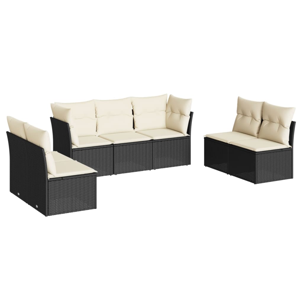 sofasæt til haven 7 dele med hynder polyrattan sort