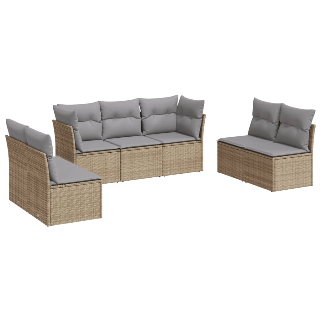 sofasæt til haven 7 dele med hynder polyrattan beige