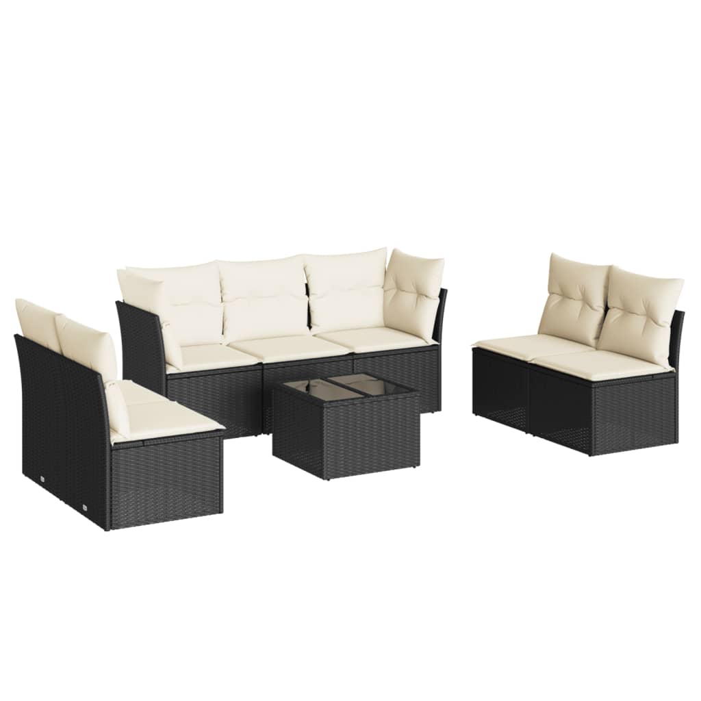 sofasæt til haven 8 dele med hynder polyrattan sort