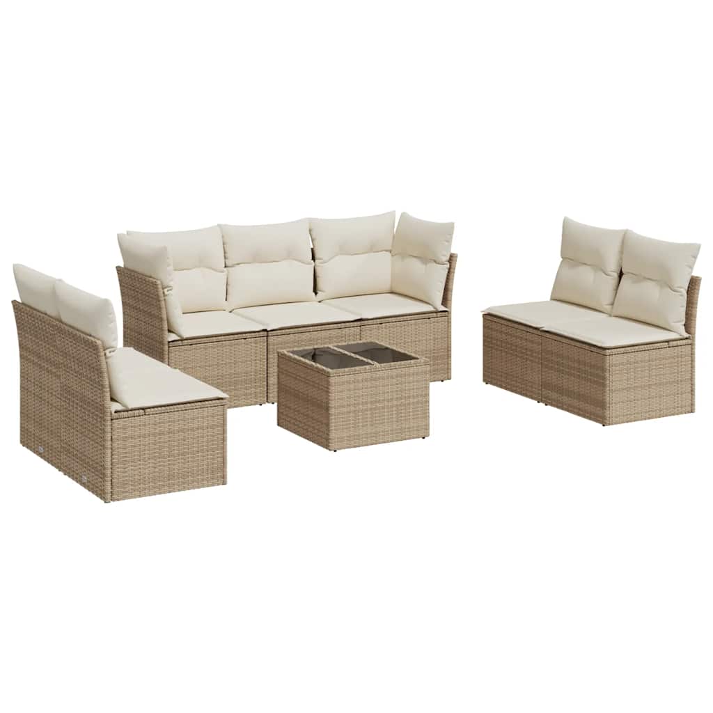 sofasæt til haven 8 dele med hynder polyrattan beige