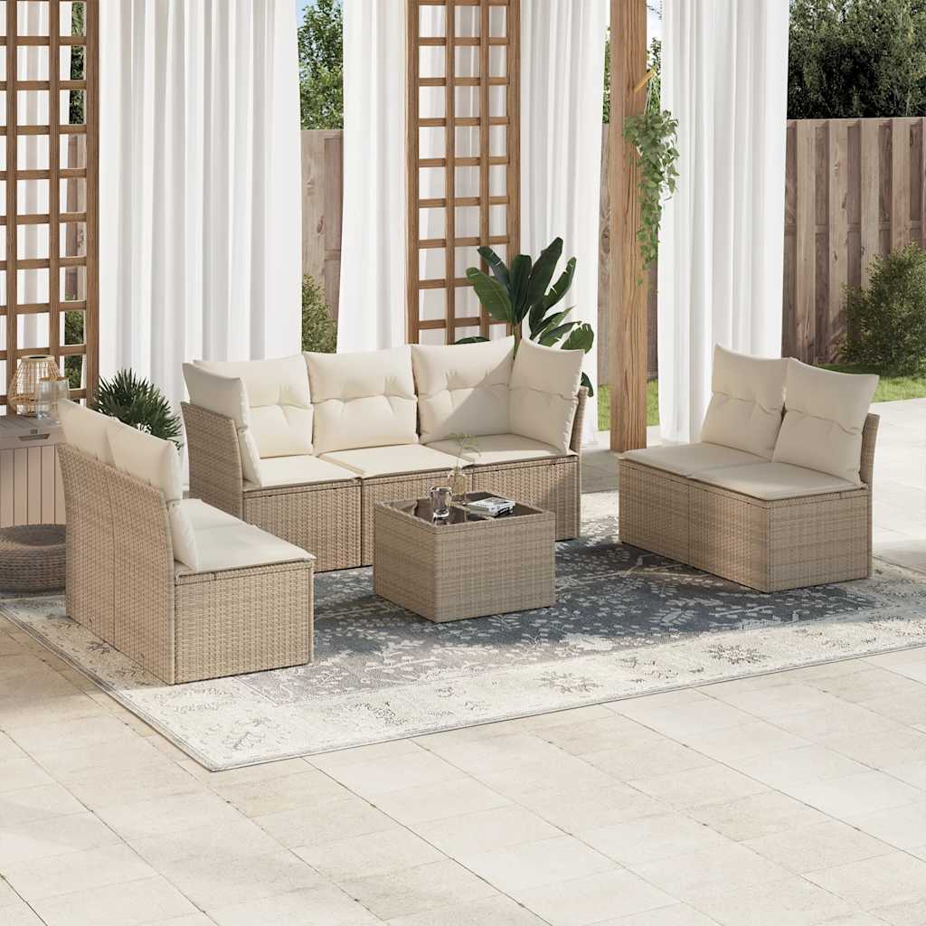 sofasæt til haven 8 dele med hynder polyrattan beige