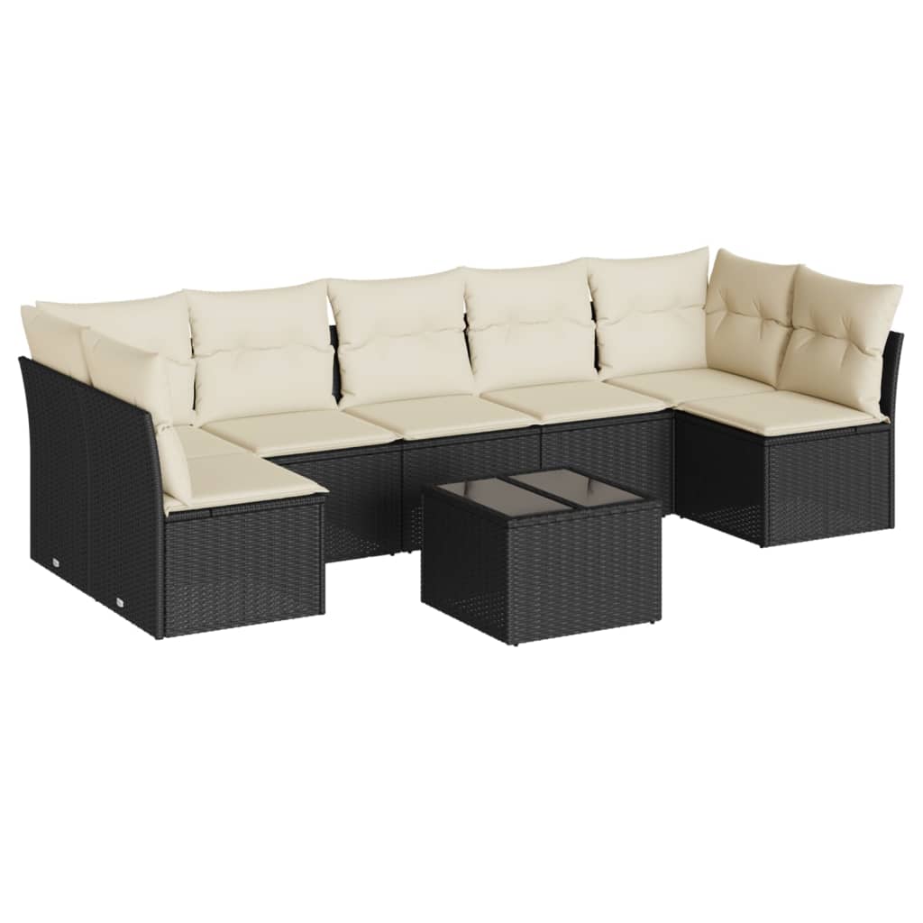 sofasæt til haven 8 dele med hynder polyrattan sort