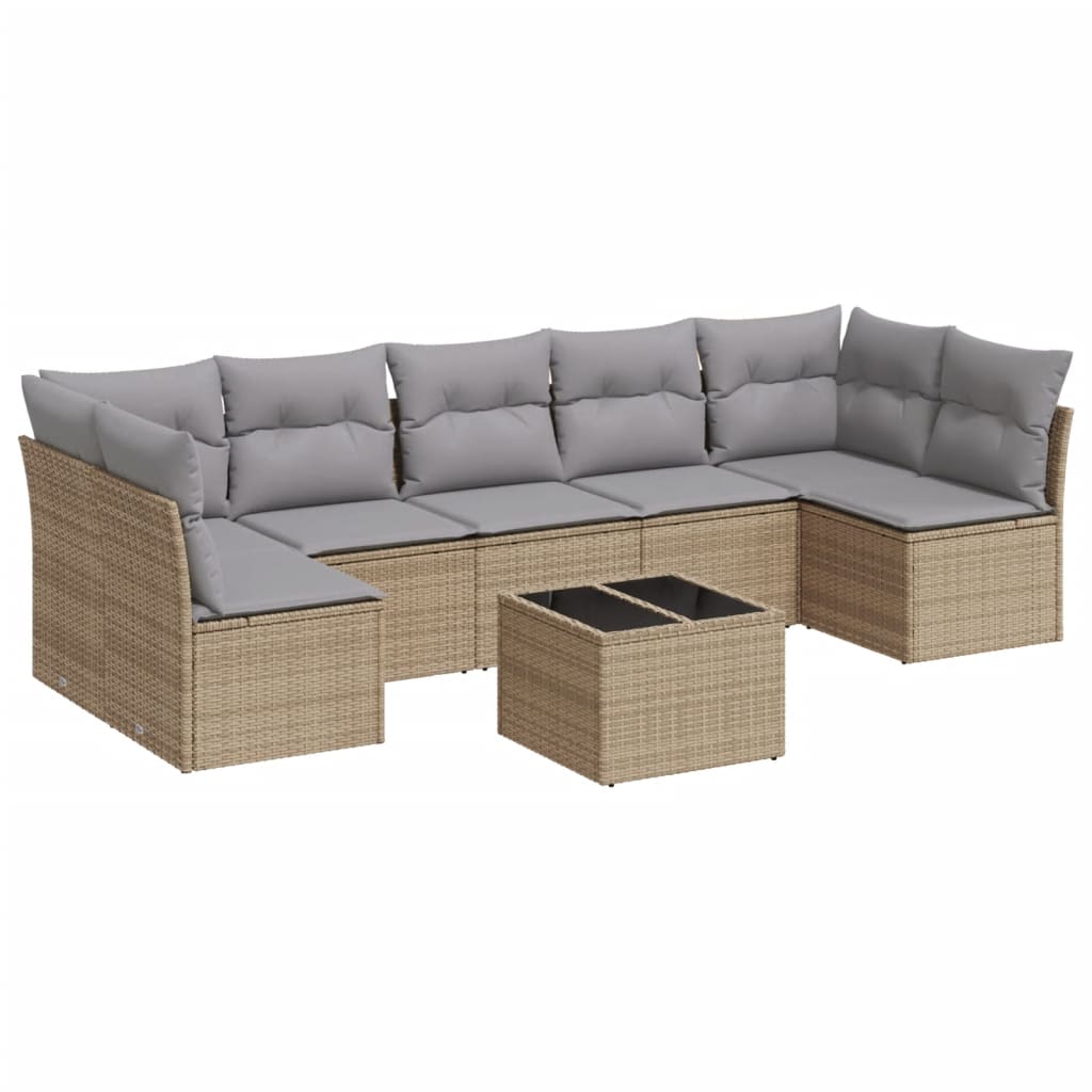 sofasæt til haven 8 dele med hynder polyrattan beige