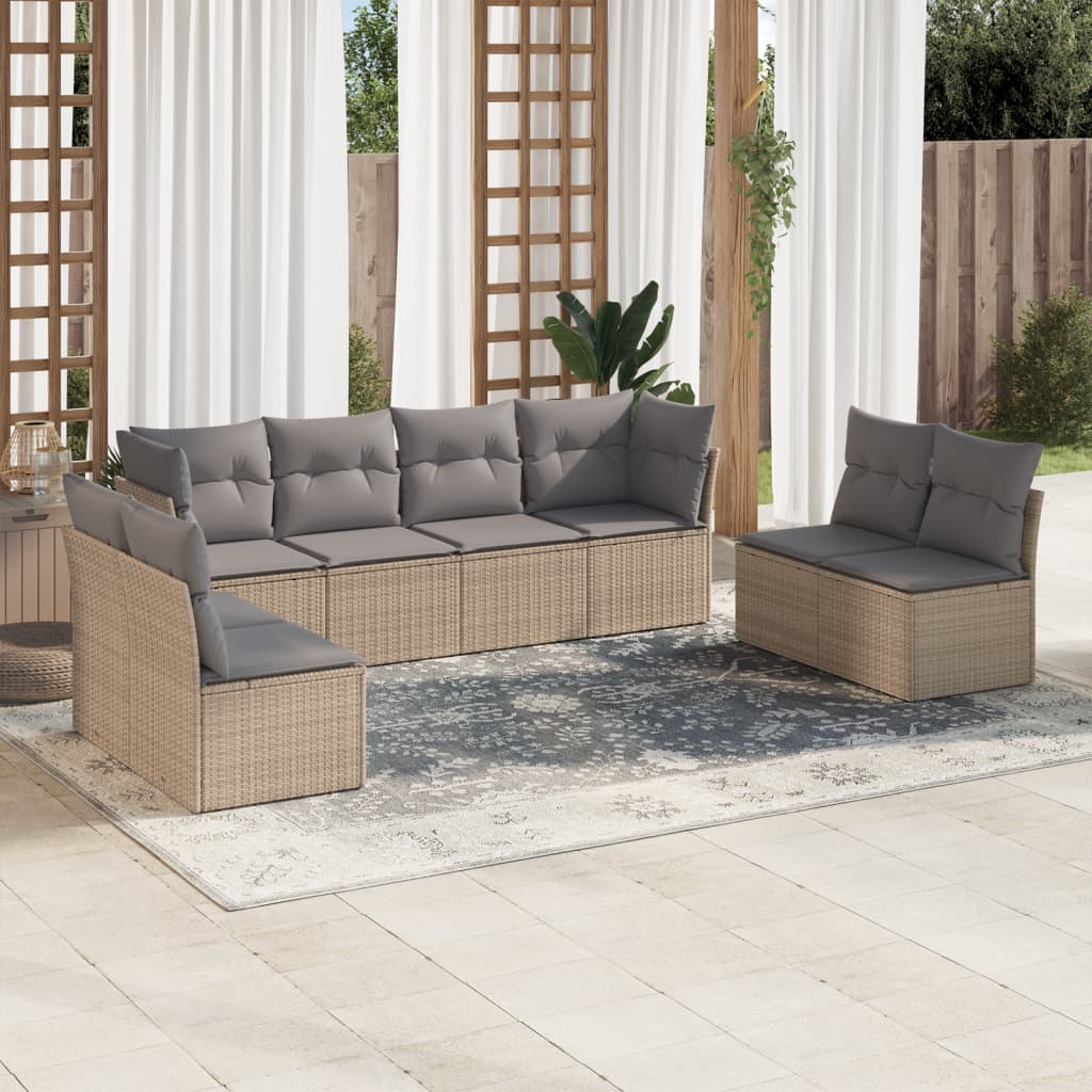 sofasæt til haven 8 dele med hynder polyrattan beige