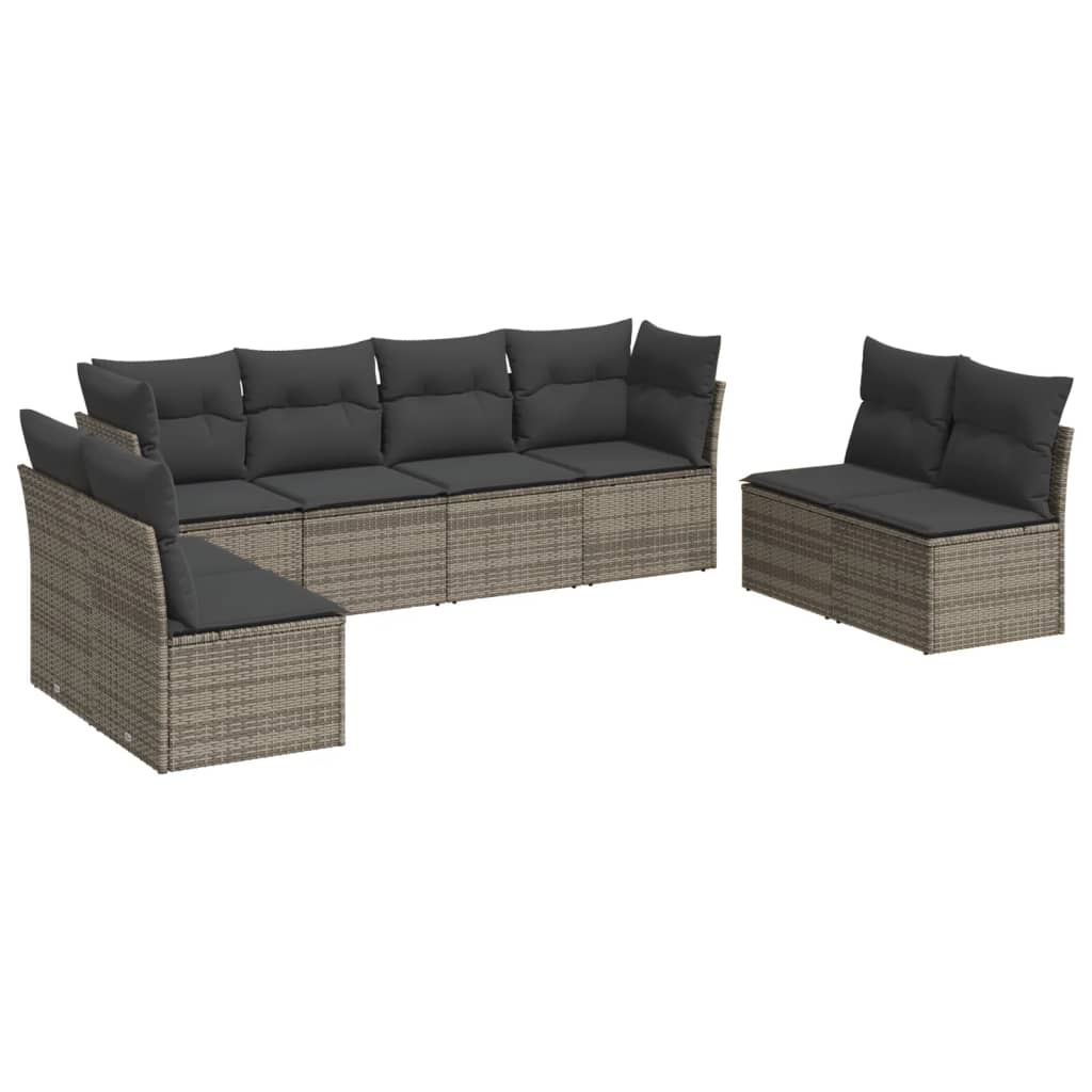 sofasæt til haven 8 dele med hynder polyrattan grå