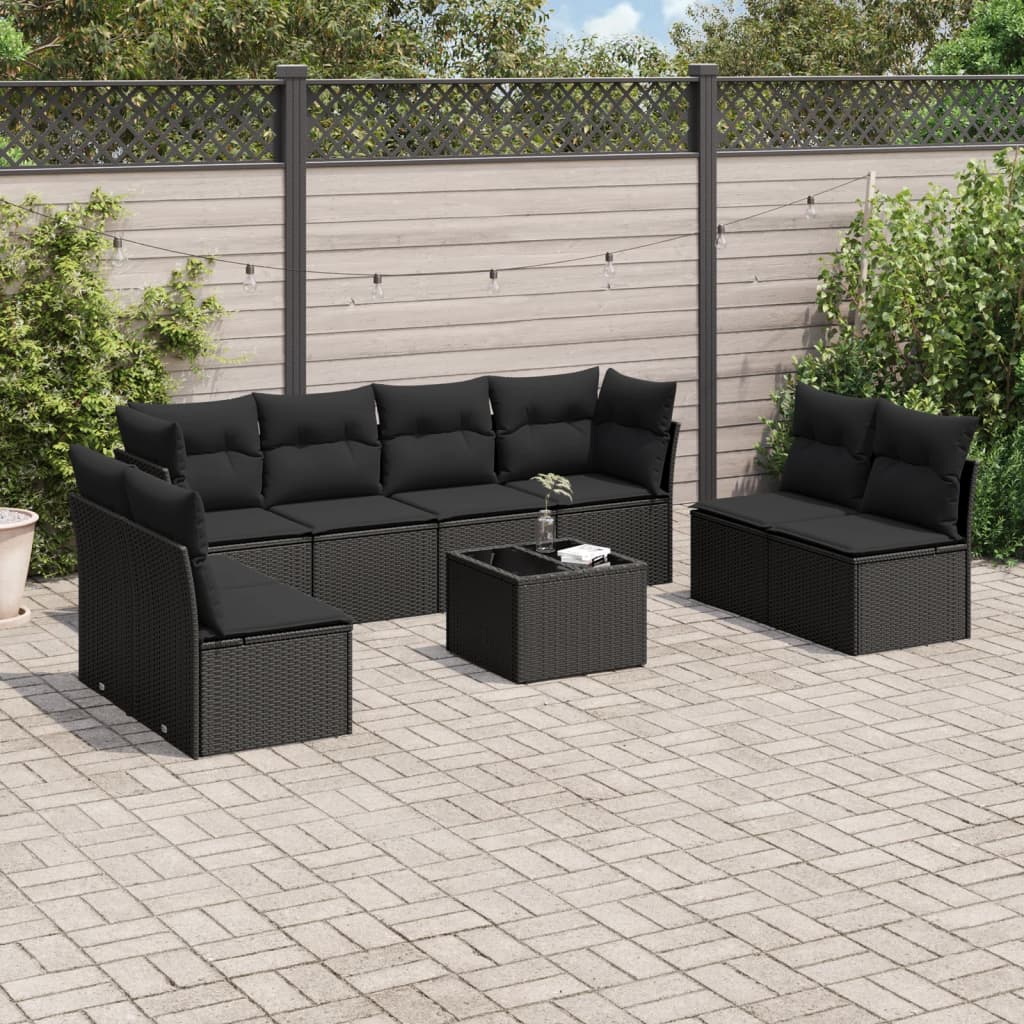 sofasæt til haven 9 dele med hynder polyrattan sort