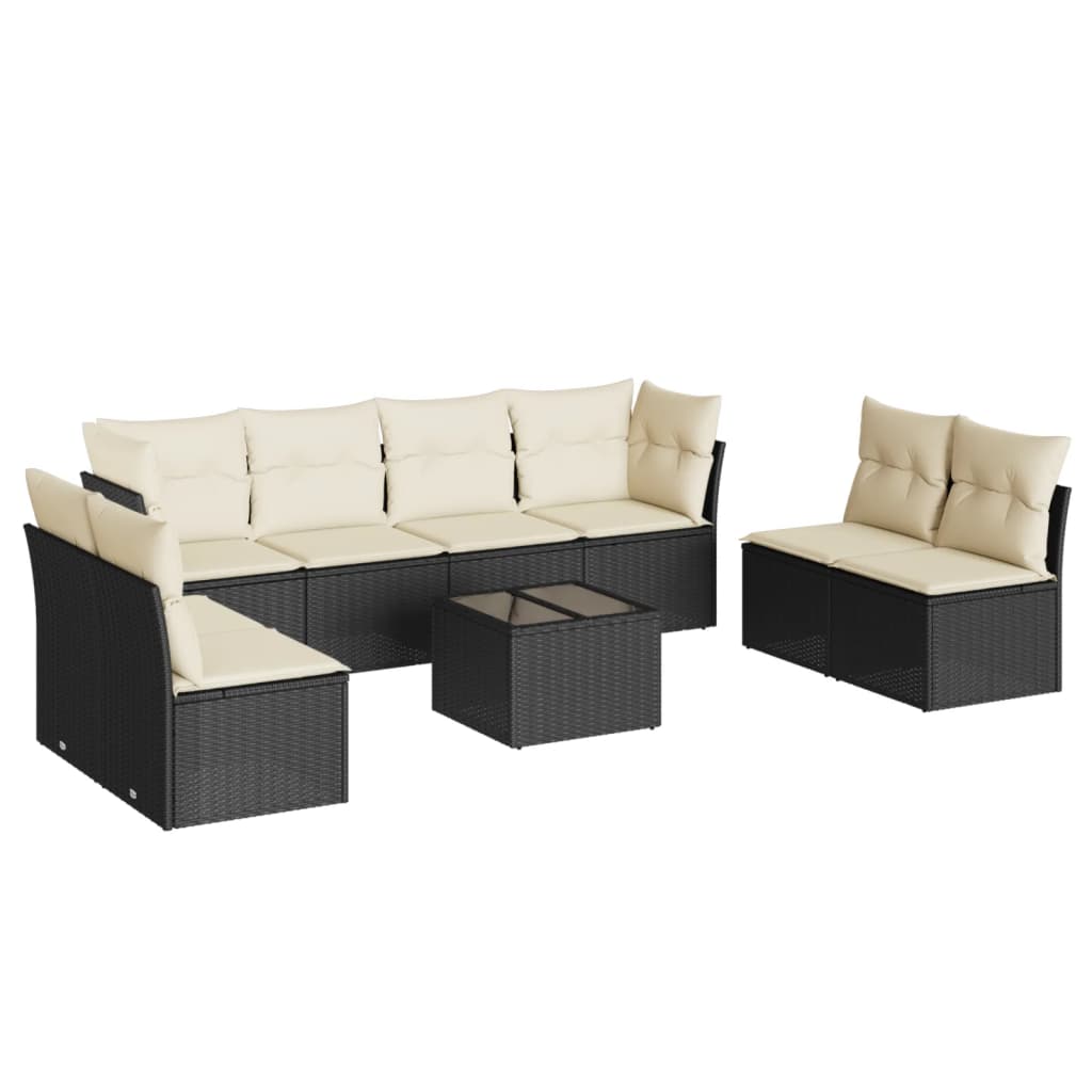 sofasæt til haven 9 dele med hynder polyrattan sort