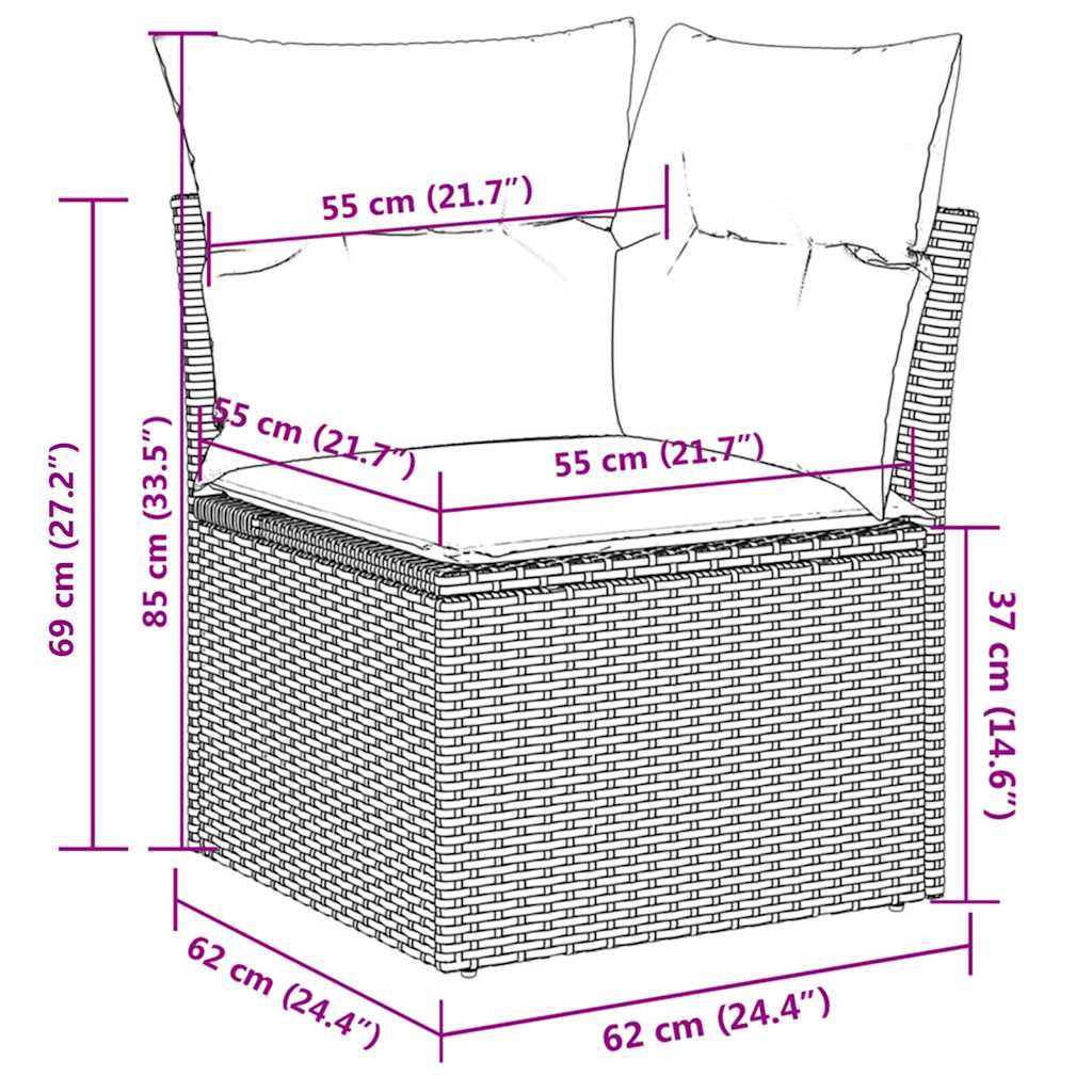sofasæt til haven 5 dele med hynder polyrattan beige