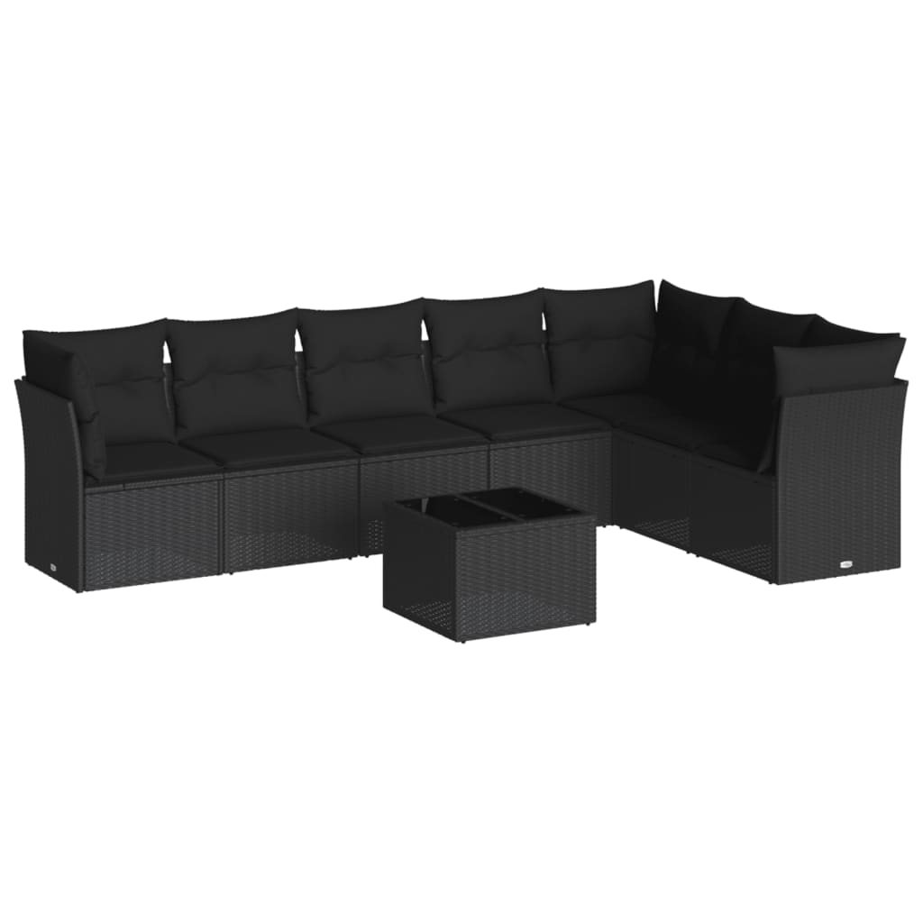 sofasæt til haven 8 dele med hynder polyrattan sort