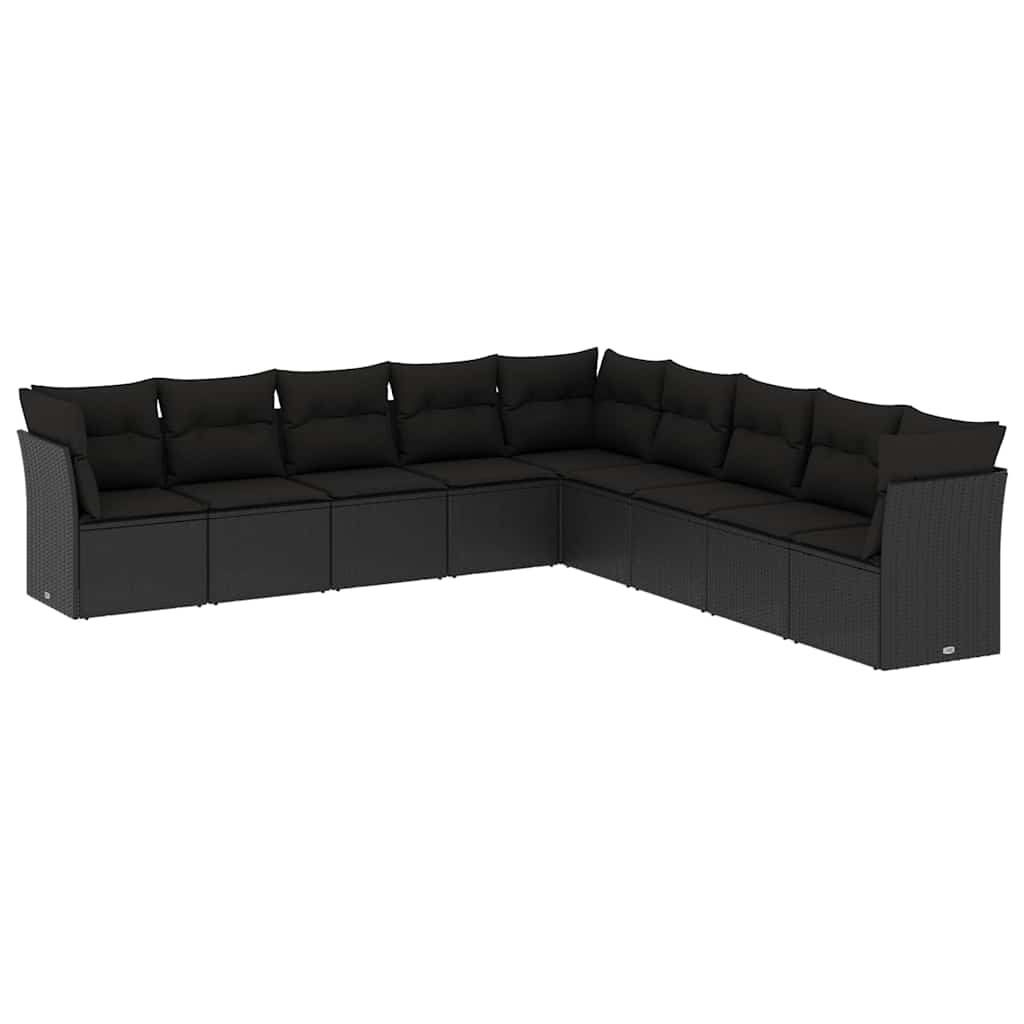 sofasæt til haven 9 dele med hynder polyrattan sort