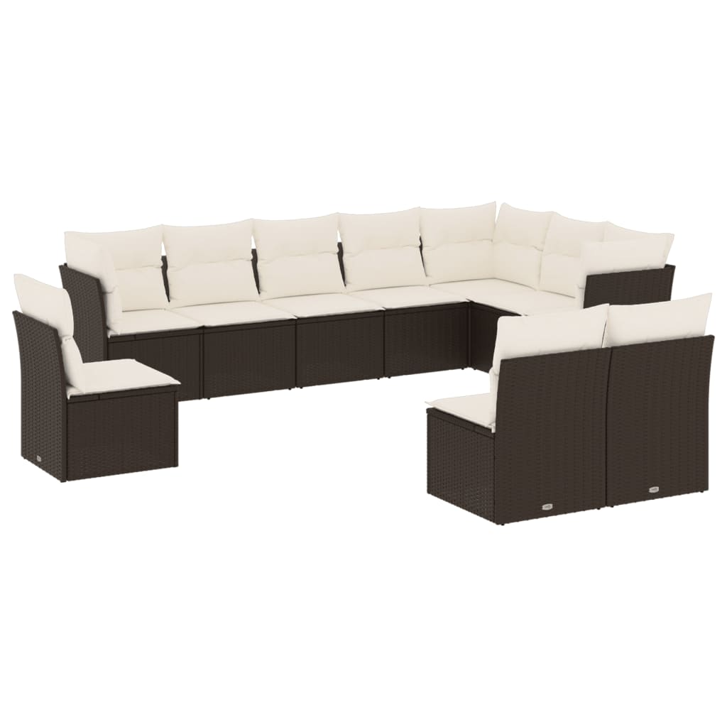 sofasæt til haven 10 dele med hynder polyrattan sort