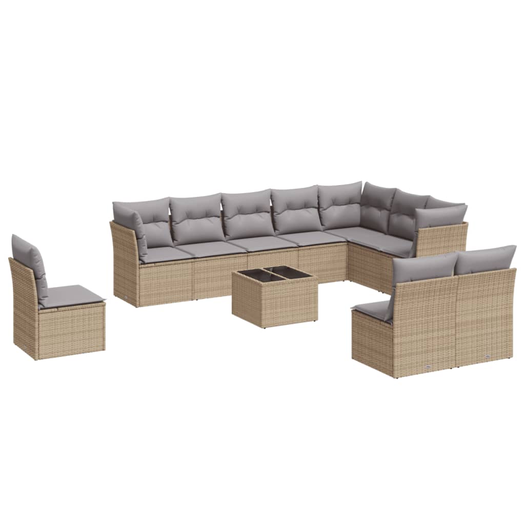 sofasæt til haven 11 dele med hynder polyrattan beige