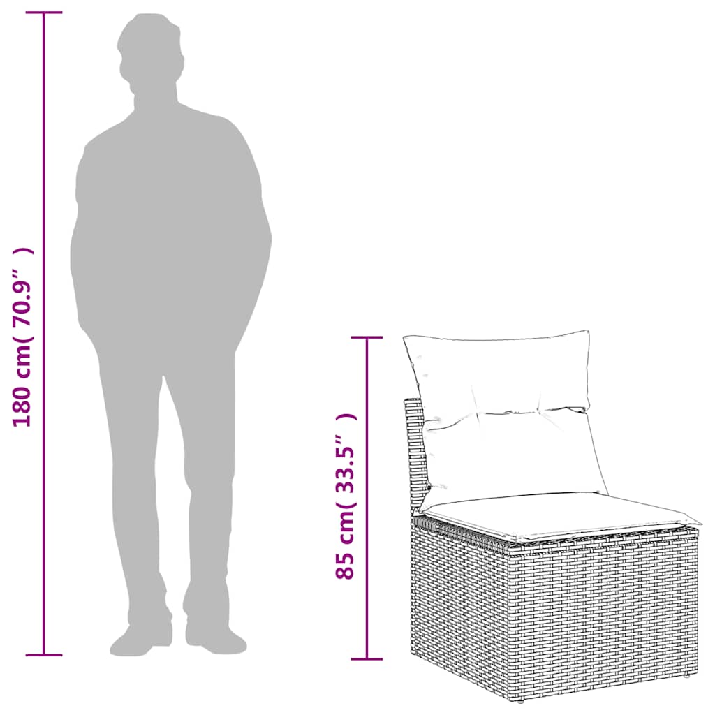 12-delt havesofasæt med hynder sort polyrattan