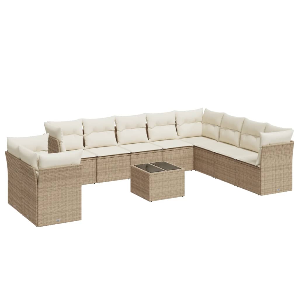 sofasæt til haven 11 dele med hynder polyrattan beige