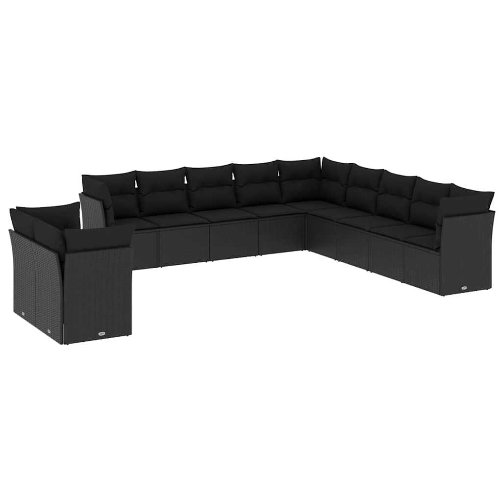 sofasæt til haven 11 dele med hynder polyrattan sort