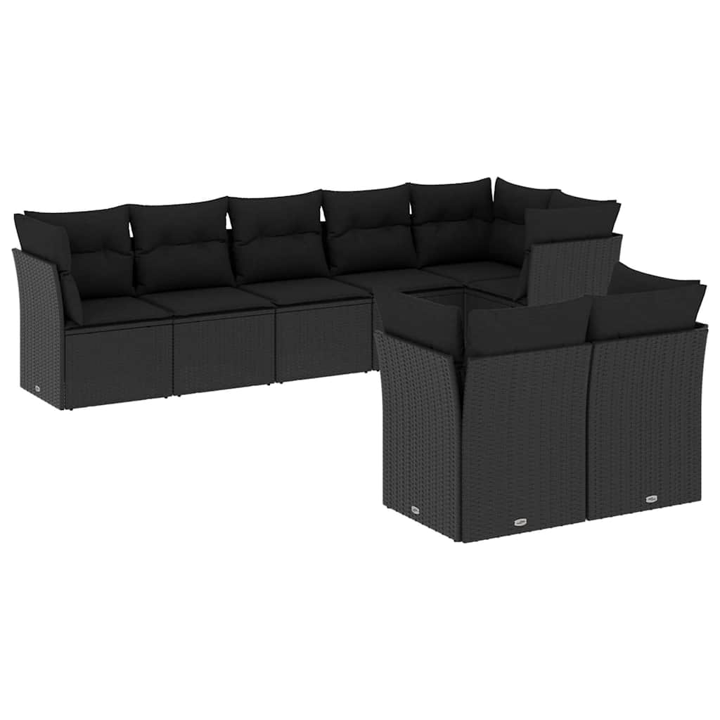 sofasæt til haven 8 dele med hynder polyrattan sort