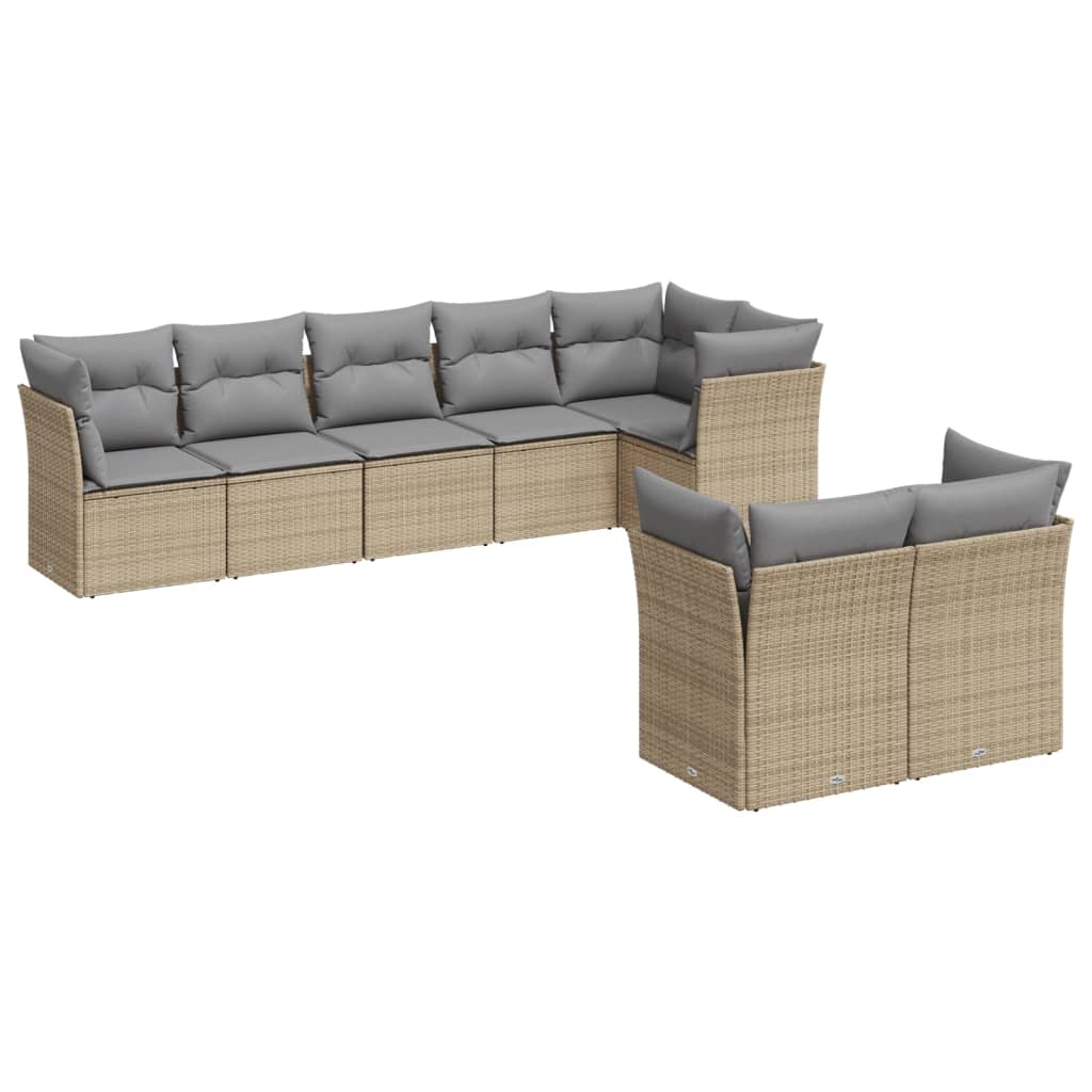 sofasæt til haven 8 dele med hynder polyrattan beige