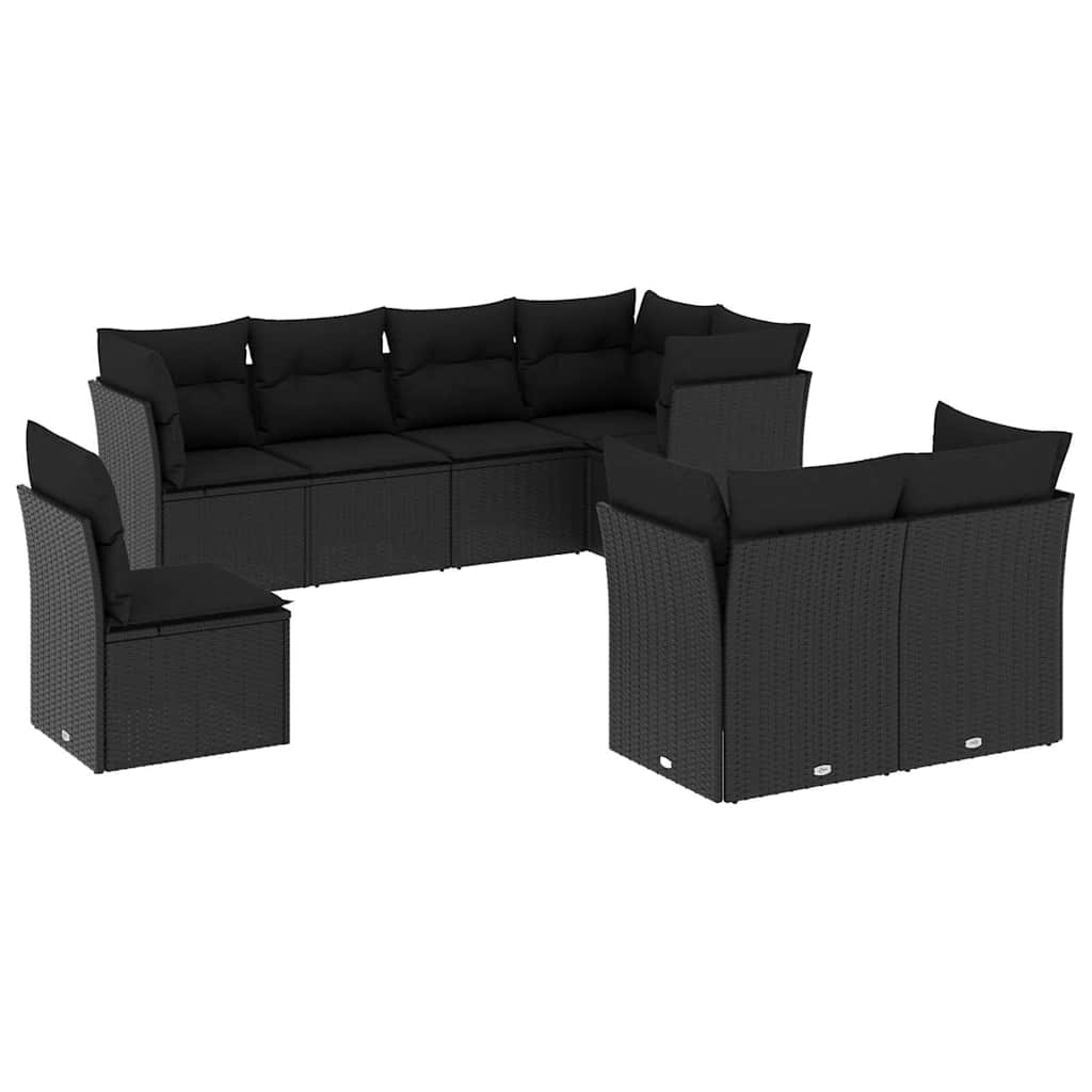sofasæt til haven 8 dele med hynder polyrattan sort