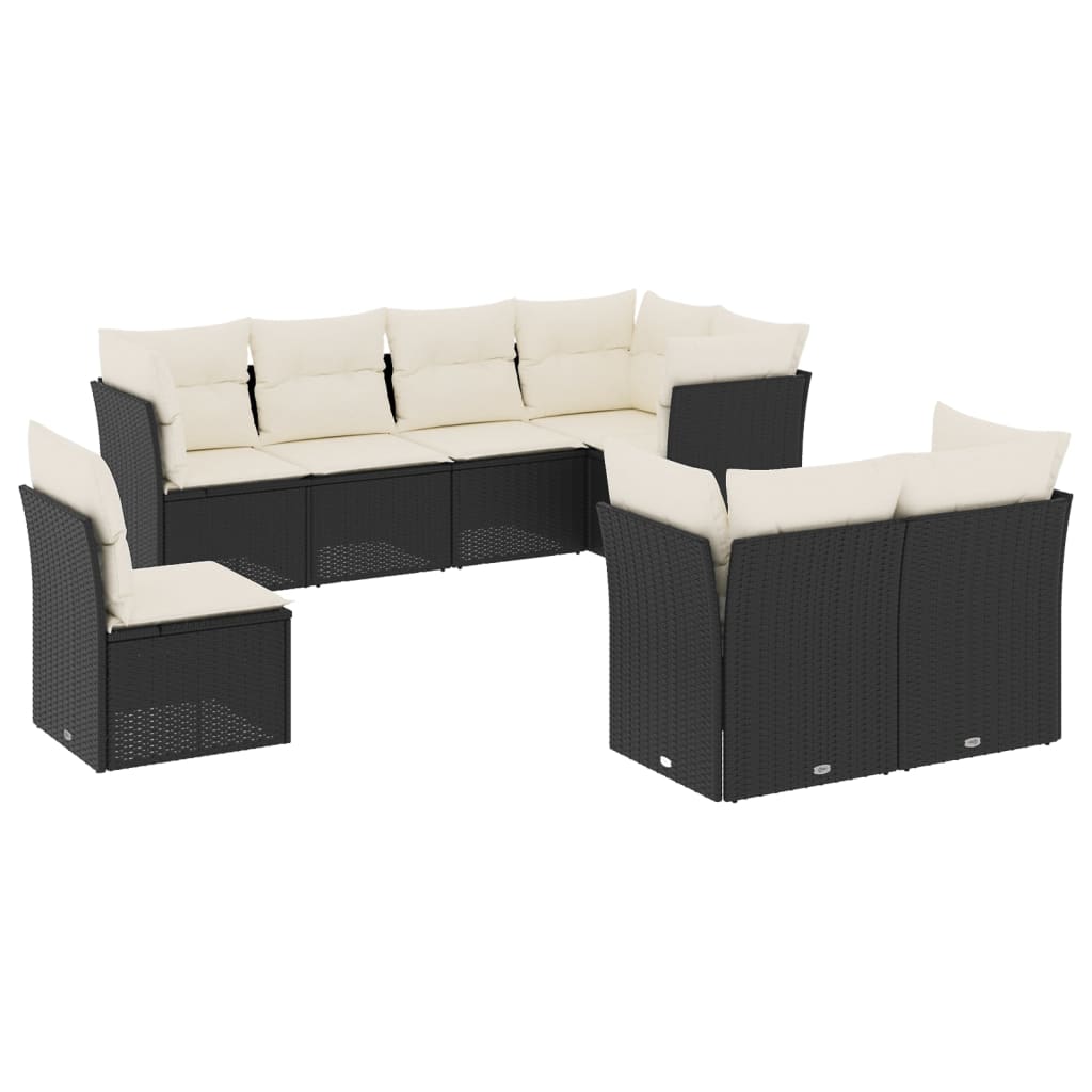 sofasæt til haven 8 dele med hynder polyrattan sort
