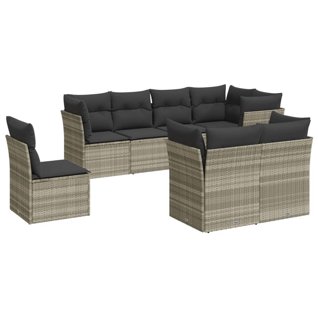 sofasæt til haven 8 dele med hynder polyrattan lysegrå