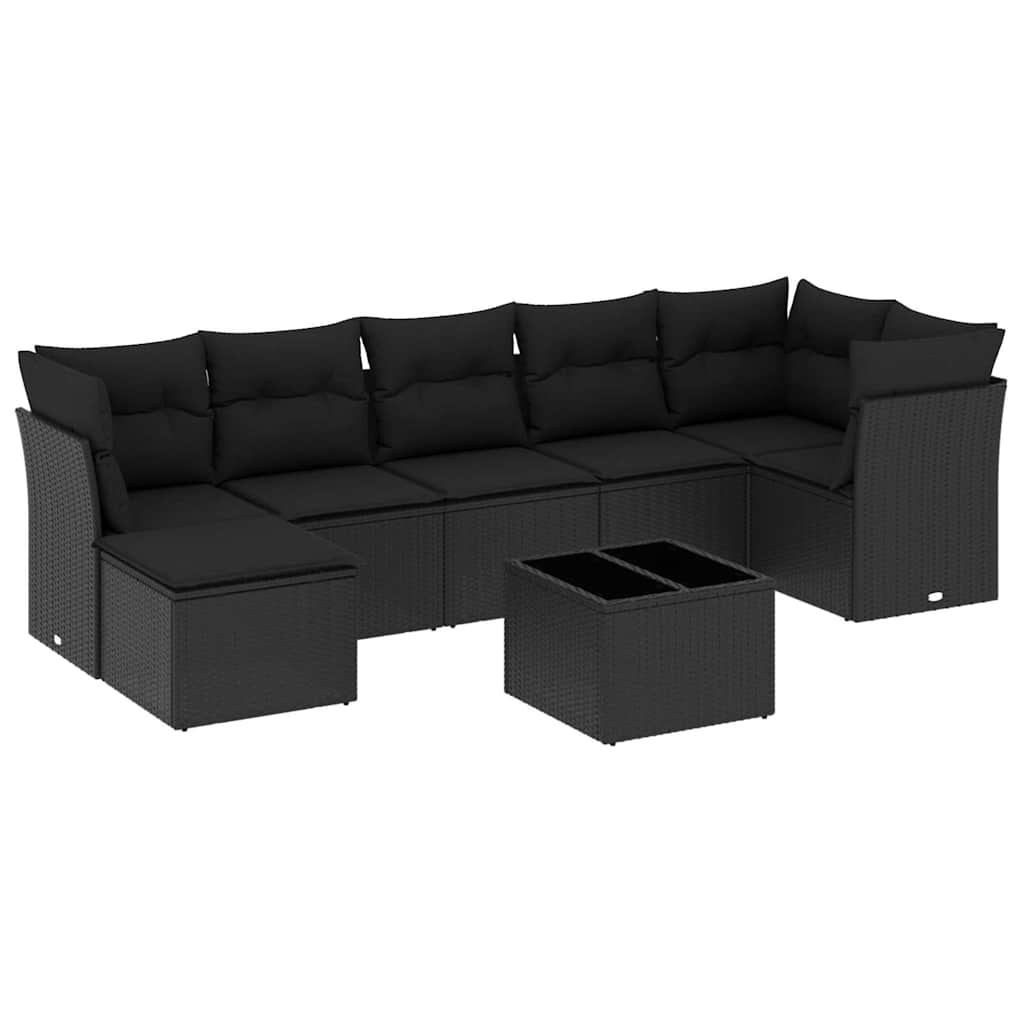 sofasæt til haven 8 dele med hynder polyrattan sort