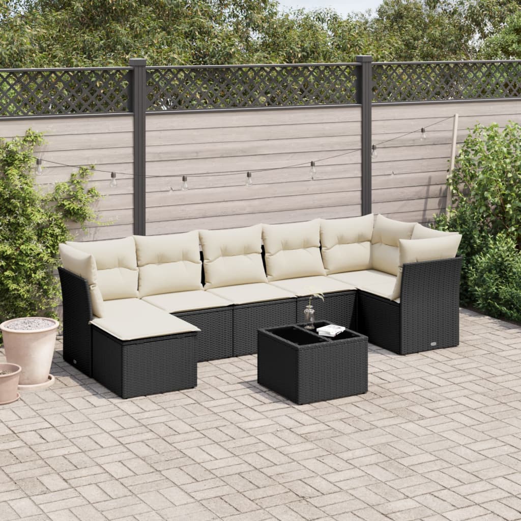 sofasæt til haven 8 dele med hynder polyrattan sort