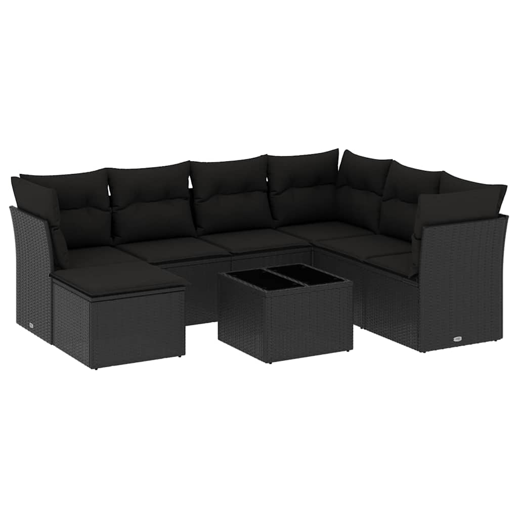 sofasæt til haven 8 dele med hynder polyrattan sort