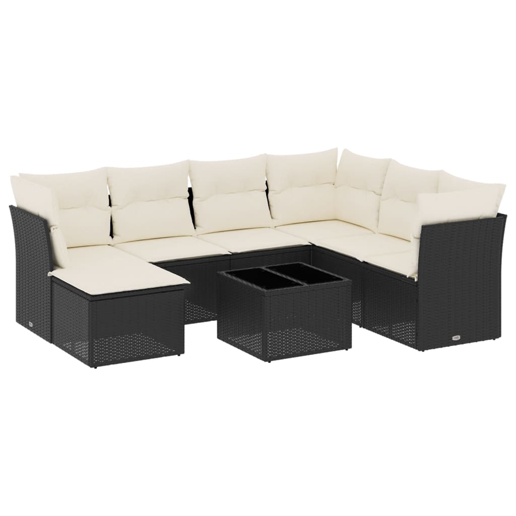 sofasæt til haven 8 dele med hynder polyrattan sort