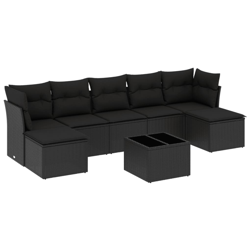 sofasæt til haven 8 dele med hynder polyrattan sort