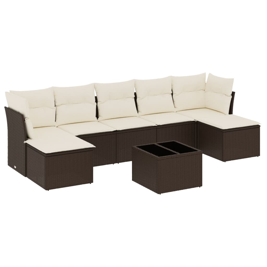 sofasæt til haven 8 dele med hynder polyrattan brun