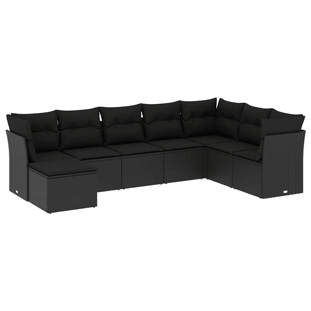 sofasæt til haven 8 dele med hynder polyrattan sort