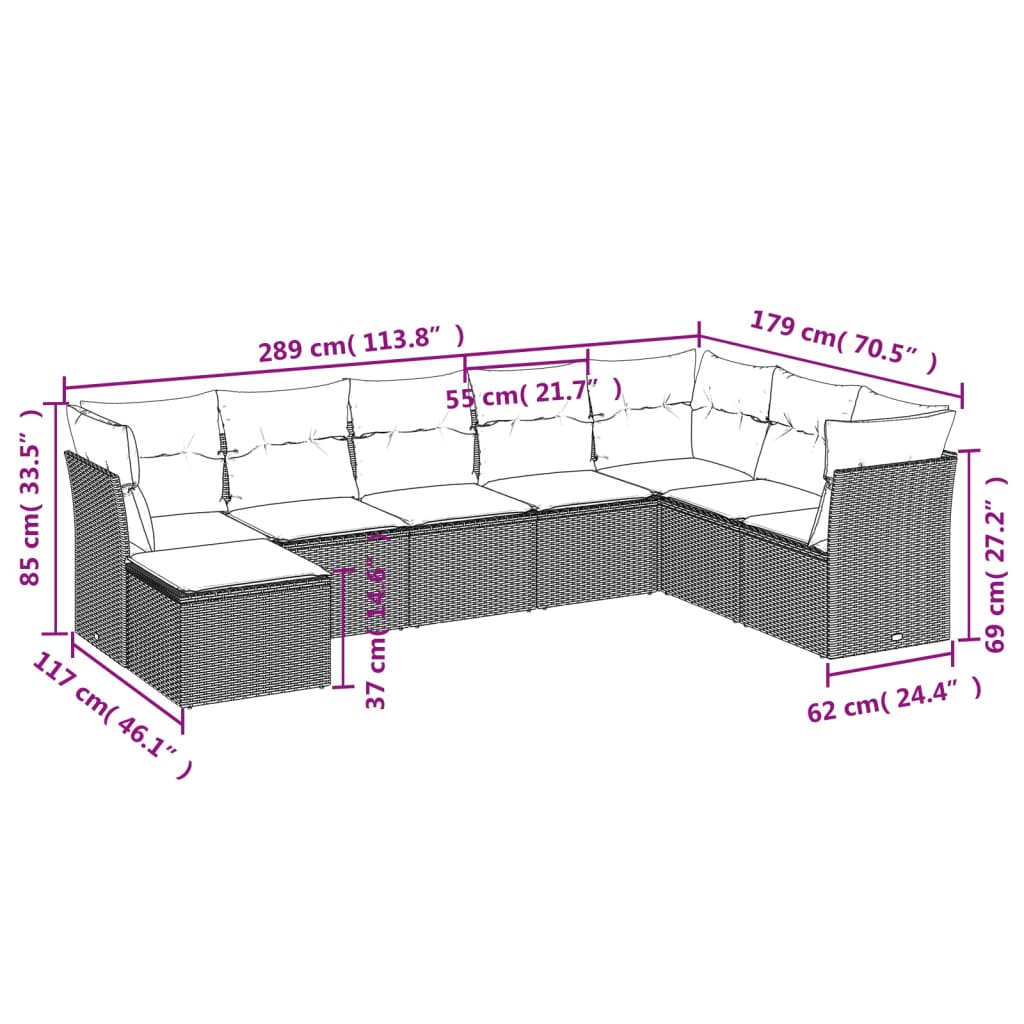 sofasæt til haven 8 dele med hynder polyrattan beige